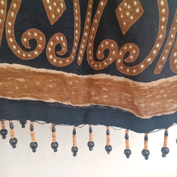 Caribbean Pacific Women's Black Button Down Graphic Print With Beading Size L - Picture 4 of 5